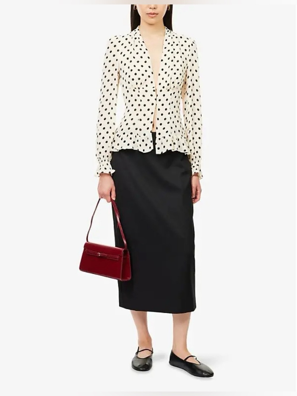 Reformation x Nara Smith Polka Dot Blouse Sz 8 NEW